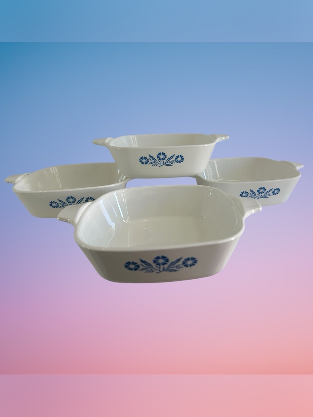 Vintage Corning Ware Blue Cornflower P-41 Petite Pans Set of 4 Made in USA
